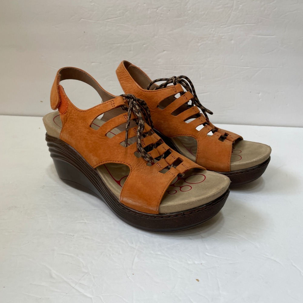 Bionica Orange and Brown Women's Wedge Sandals